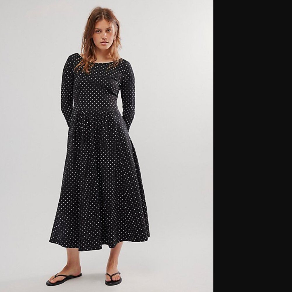 FREE PEOPLE Women Black Two Timin Midi Dress Size XS, S or L NWOT 168$